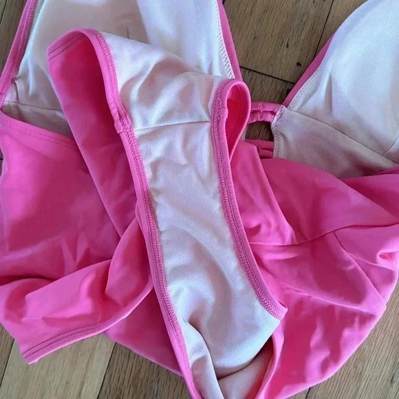 CUPSHE Women's One Piece Swimsuit Pink Deep-V Bathing Suit Sz L - Picture 8 of 8